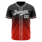 Custom Gradient Black Red Baseball Jersey Full Button Down Fans Special Edition Authentic Shirt